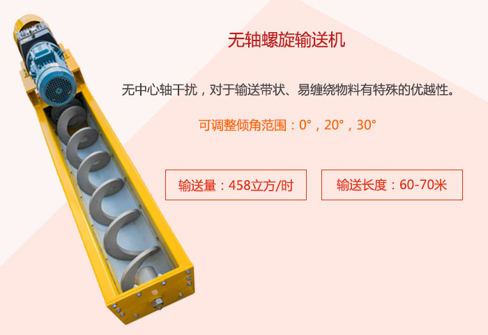采用無軸設(shè)計(jì)，適合輸送粘性強(qiáng)、易堵塞的物料